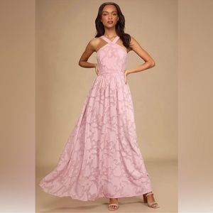 Lulu's Love and Beyond Mauve Pink Burnout Floral Maxi Dress Size XL